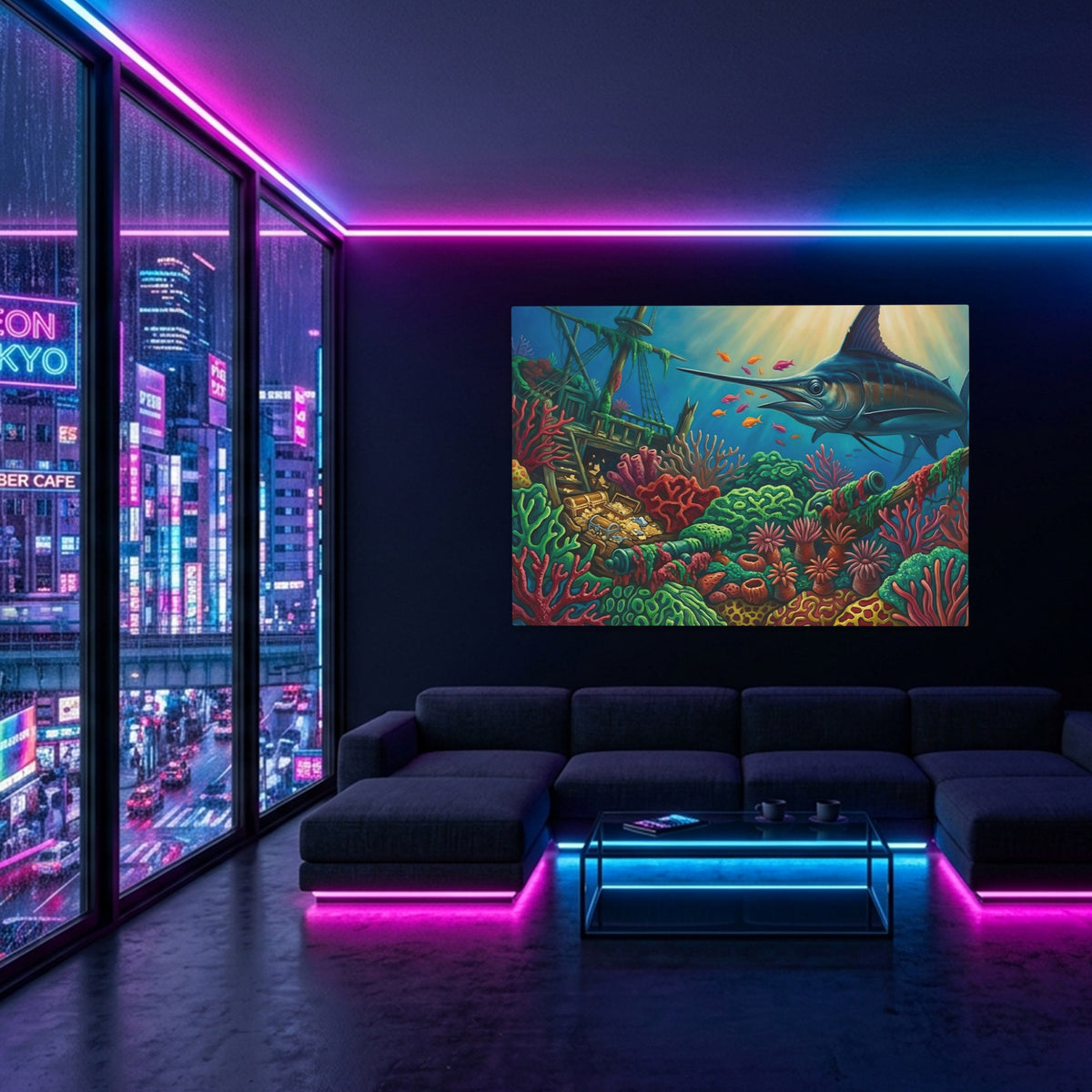 Marlin Sunken Depths — Marlin Sunken Depths Blue Pink Neon Room Land 79