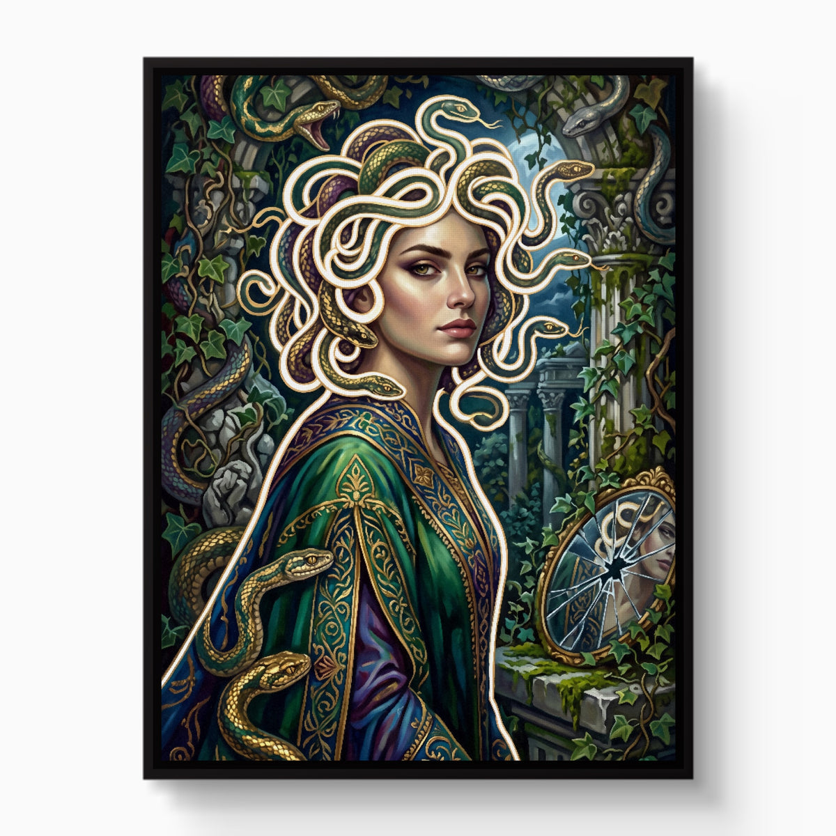 Medusa Serpent Glow — medusa serpent glow white studio framed black