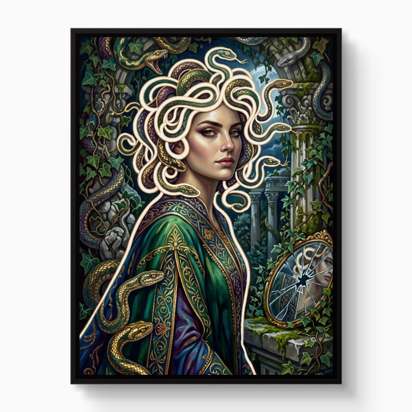 Medusa Serpent Glow — medusa serpent glow white studio framed black