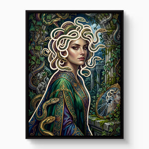 Medusa Serpent Glow — medusa serpent glow white studio framed black