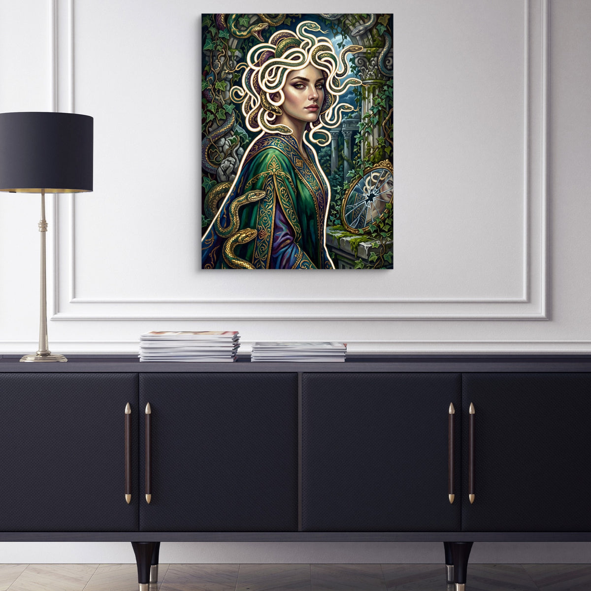 Medusa Serpent Glow — medusa serpent glow sq blue cabinet 1port flush print