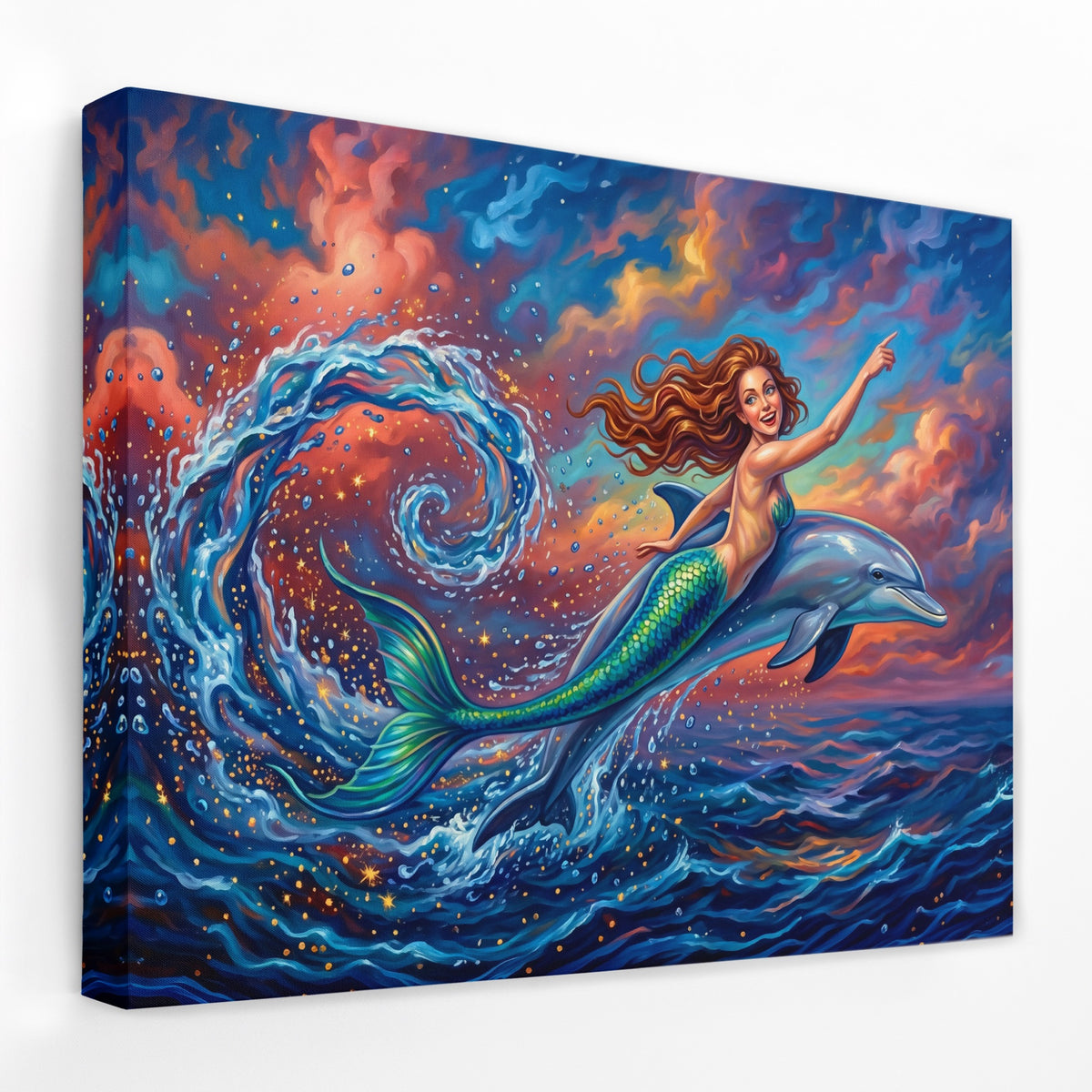Mermaid Dolphin Dance — Mermaid Dolphin Dance Landscape   Side View   Mirror Wrap 208