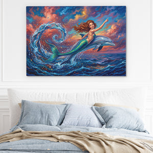 Mermaid Dolphin Dance — Mermaid Dolphin Dance Light Blue Bed 229