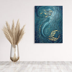Mermaid Golden Flow — mermaid golden flow sq wall plant 1port flush print