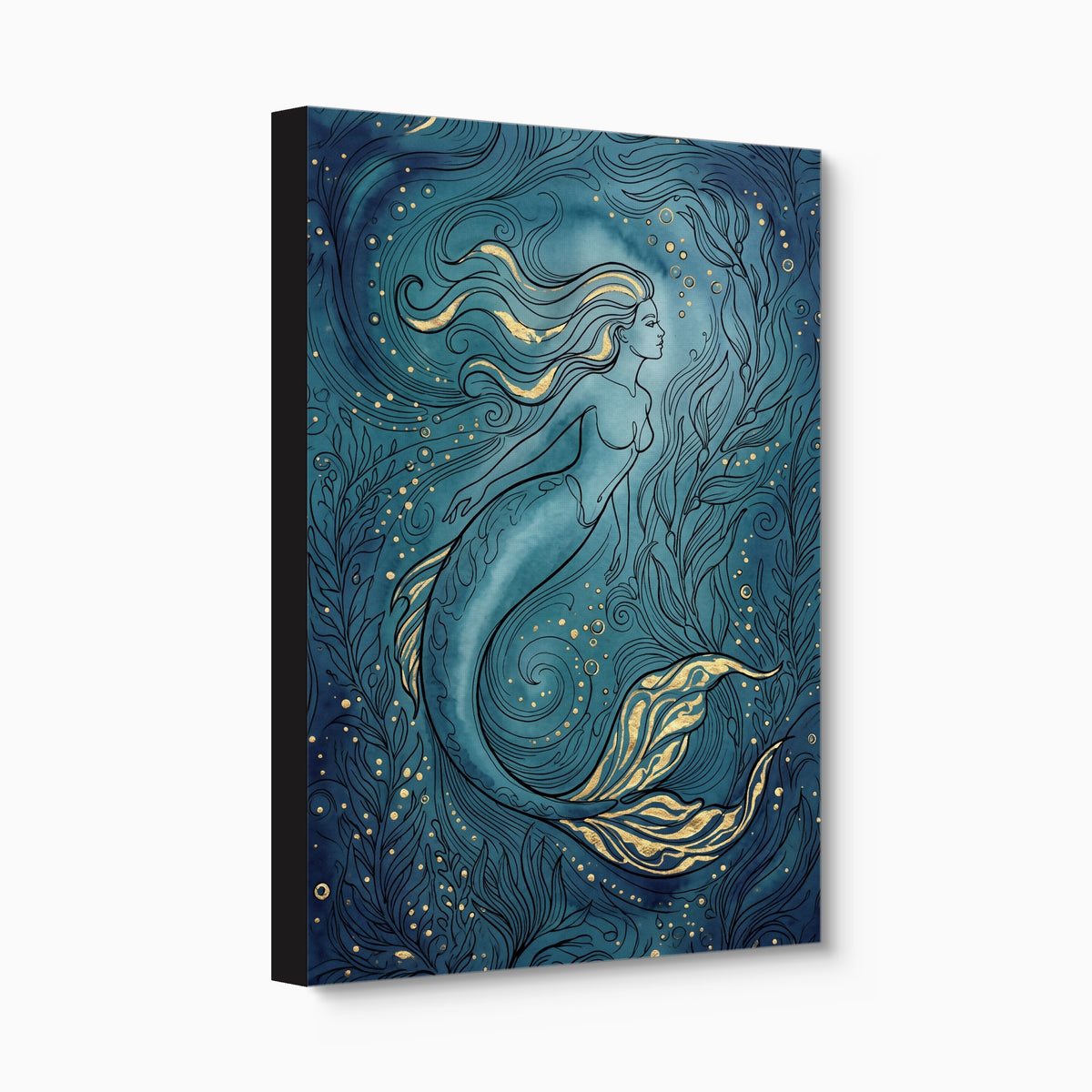 Mermaid Golden Flow — mermaid golden flow angled flush print