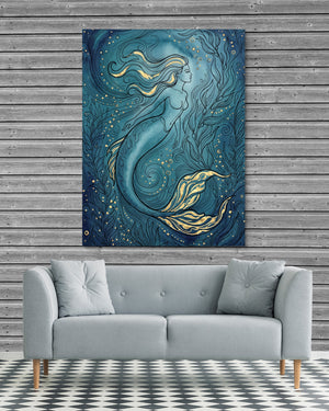 Mermaid Golden Flow — mermaid golden flow psd grey wood checkers couch 1port flush print