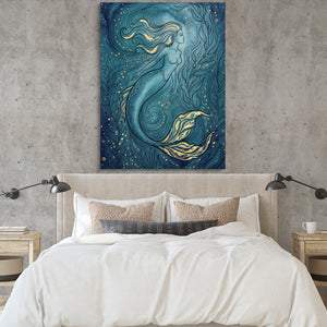 Mermaid Golden Flow — mermaid golden flow sq bedroom cement wall 1port flush print