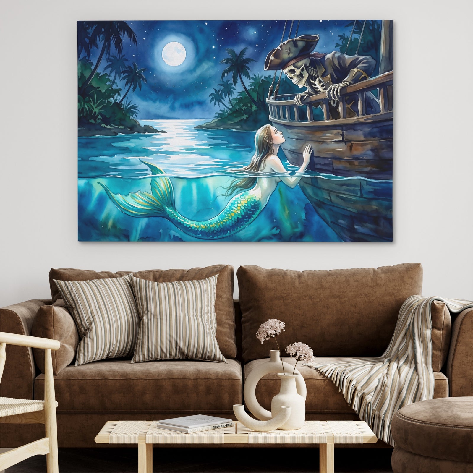 Mermaid Moonlit Vigil canvas wall art
