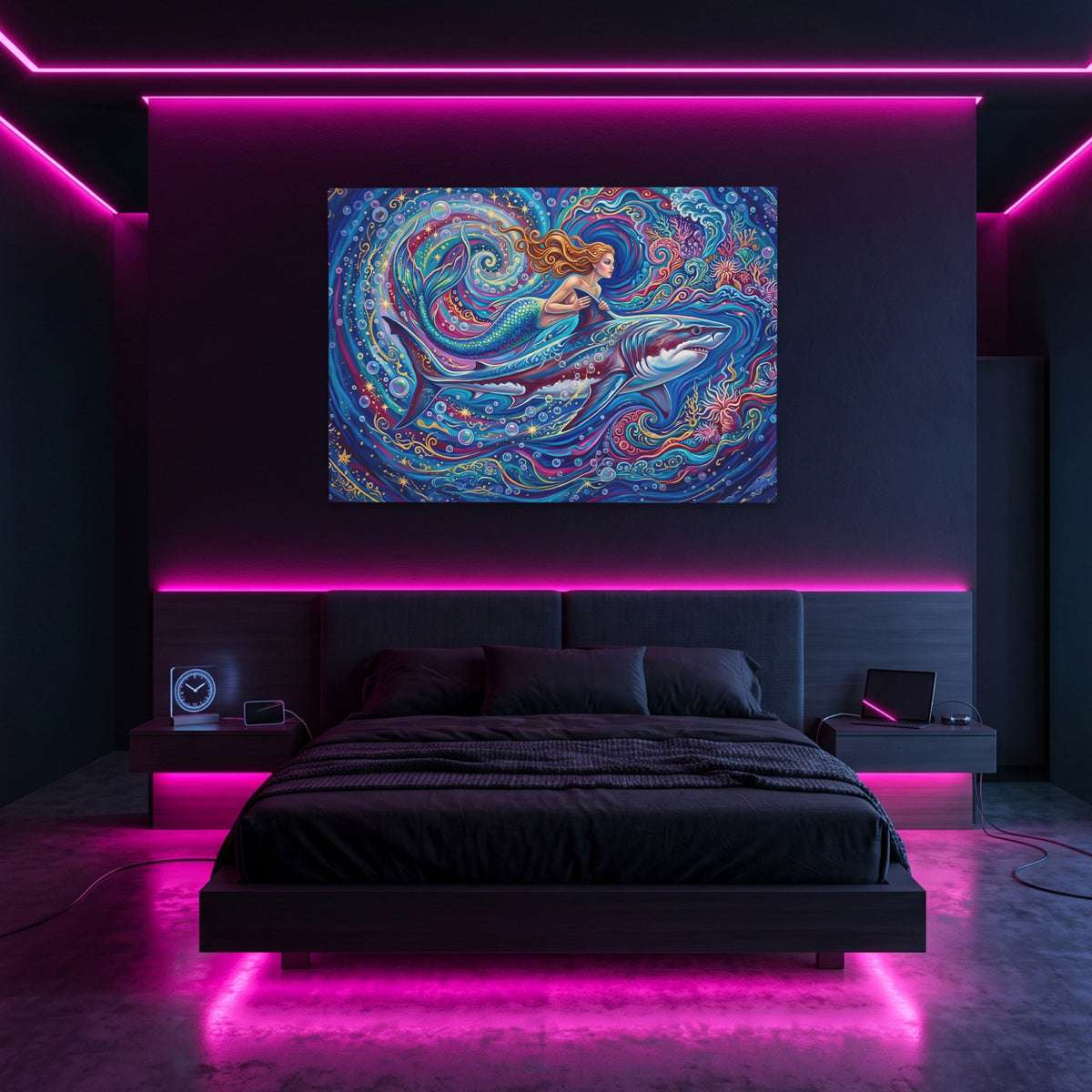 Mermaid Shark Spiral — Mermaid Shark Spiral Pink Neon Room Land 251