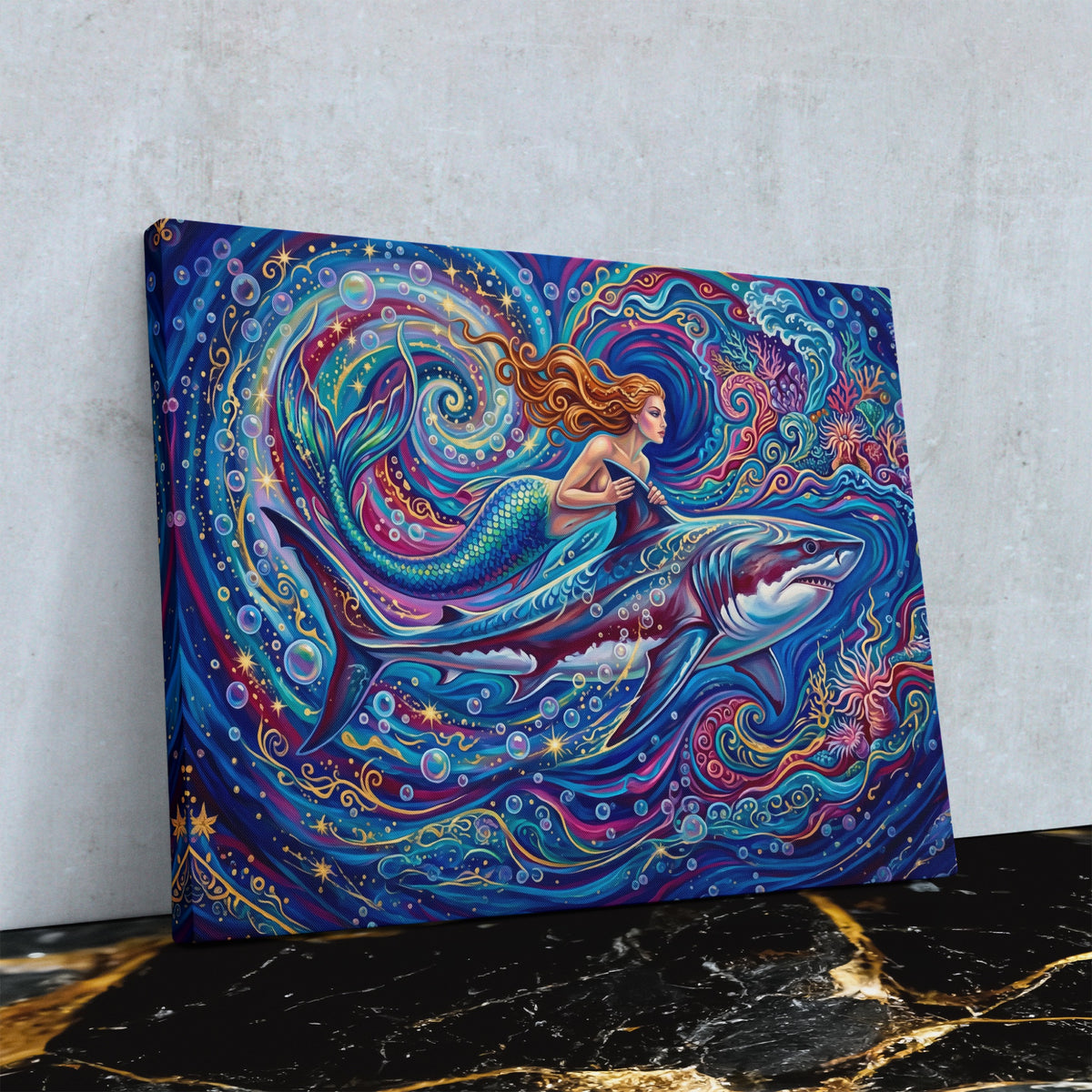 Mermaid Shark Spiral — Mermaid Shark Spiral Against Wall4x5 Reflect 20
