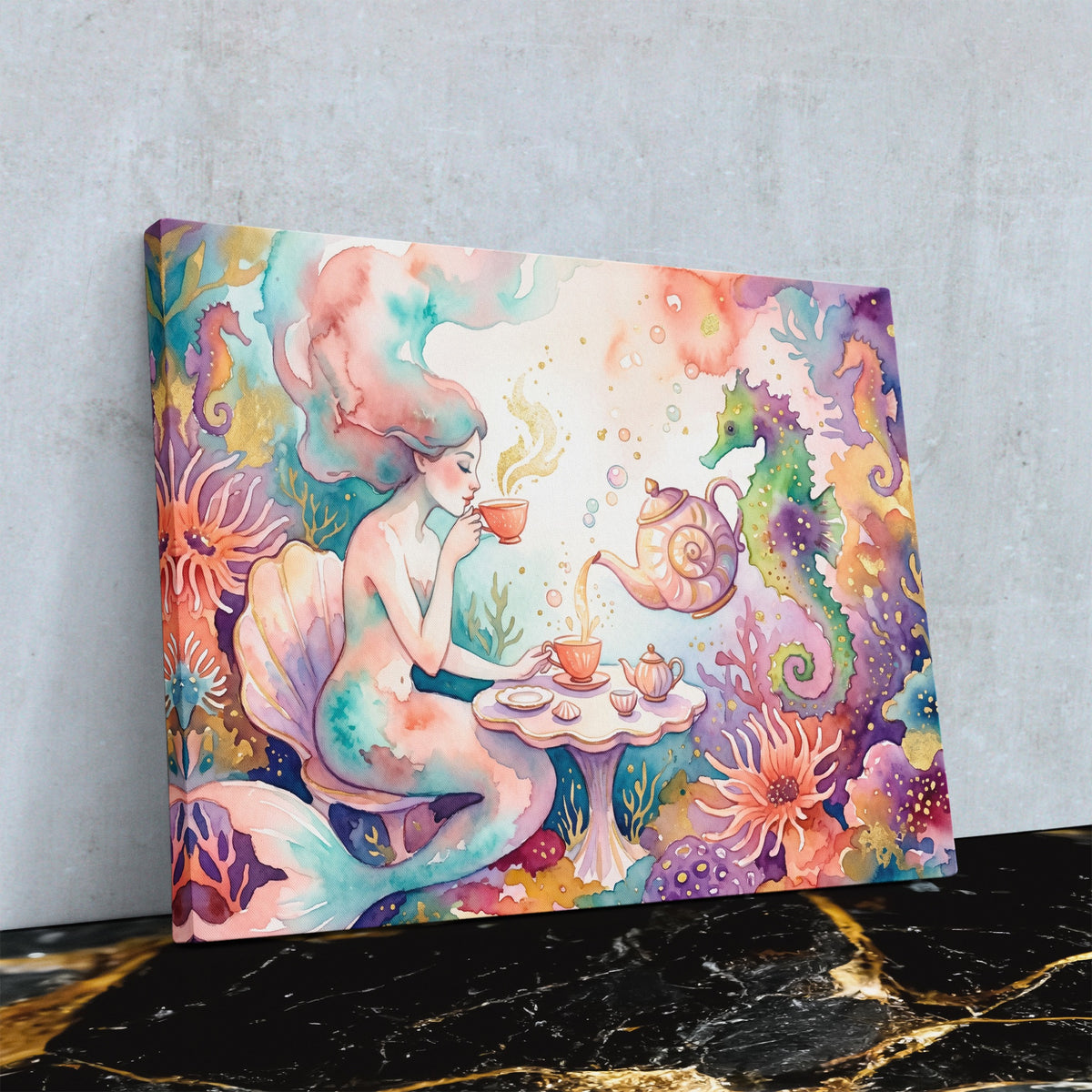 Mermaid Tea Time — Mermaid Tea Time Against Wall4x5 Reflect 21