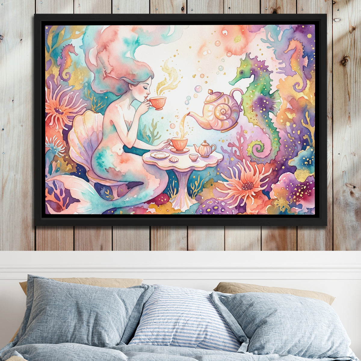 Mermaid Tea Time — Mermaid Tea Time Bed 2 Wood Panel 63