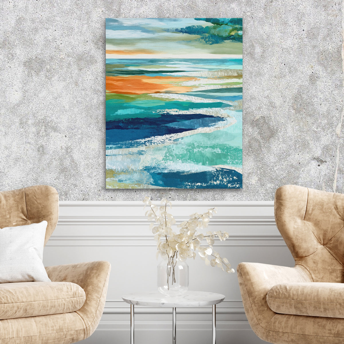 Midnight Sea Waves — Midnight Sea Waves Two Chairs Cement Wall 246