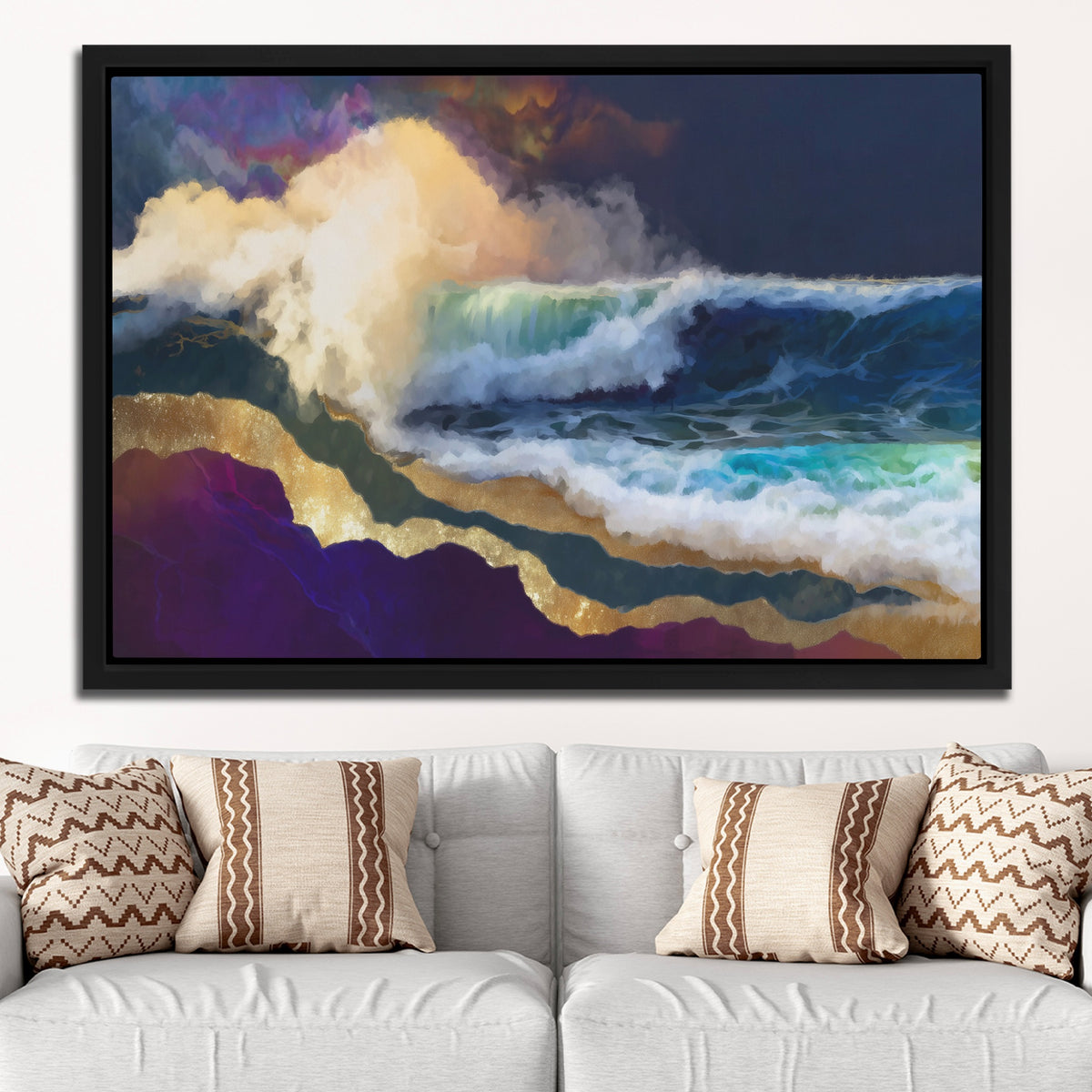 Midnight Waves Crashing — Midnight Waves Crashing White Groovy Couch Close 261