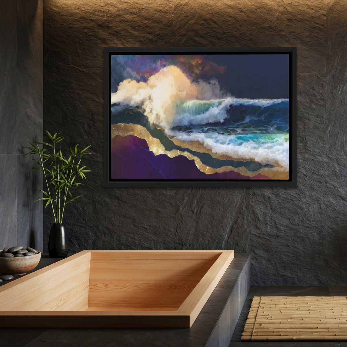 Midnight Waves Crashing — Midnight Waves Crashing Bamboo Bathroom Land 21
