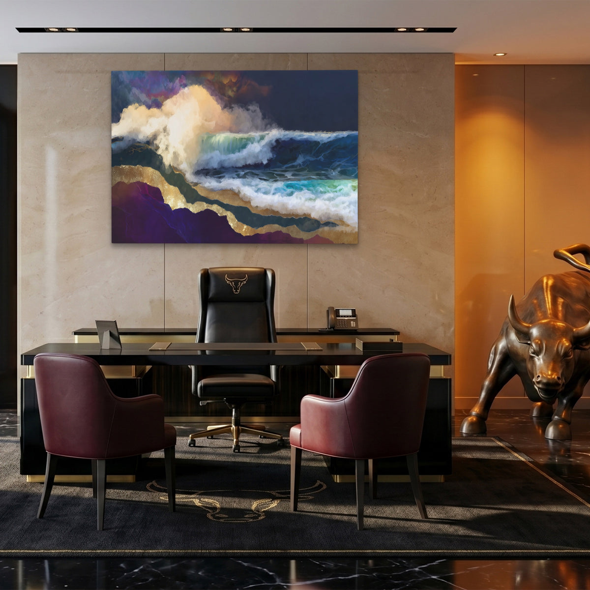 Midnight Waves Crashing — Midnight Waves Crashing Bull Bronze Land 81