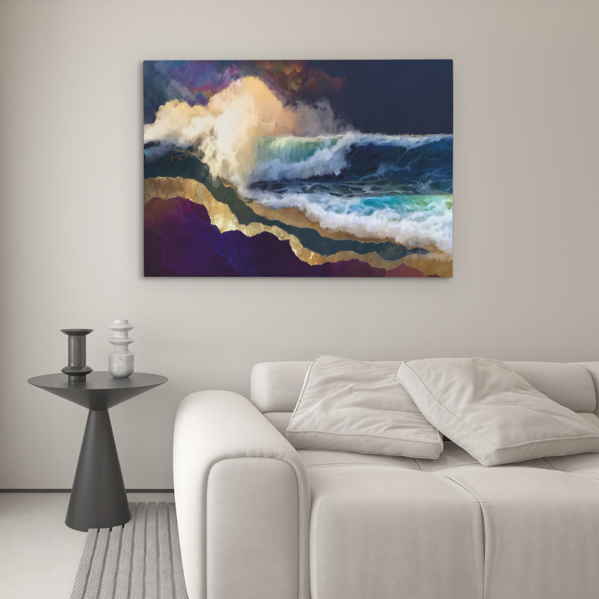 Midnight Waves Crashing — Midnight Waves Crashing Luxury White Couch 181
