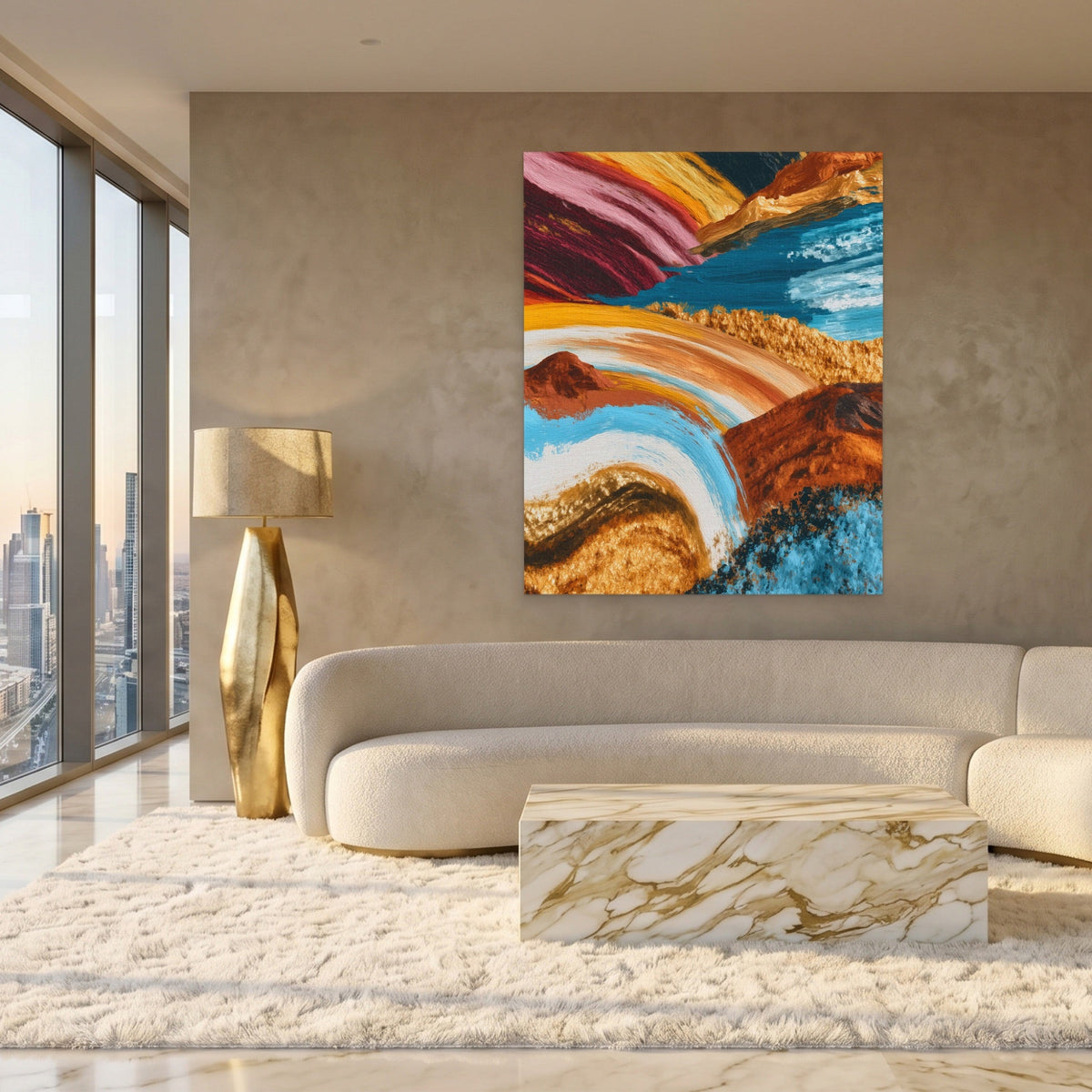 Mineral Layers Unveiled canvas wall art, room view