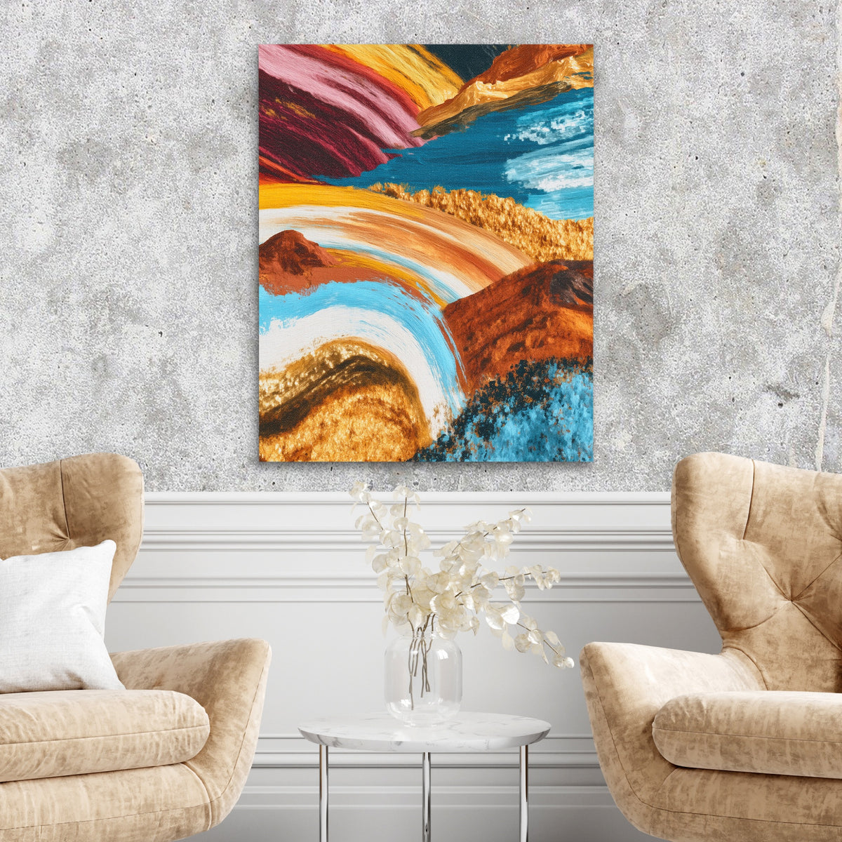 Mineral Layers Unveiled — Mineral Layers Unveiled Two Chairs Cement Wall 248