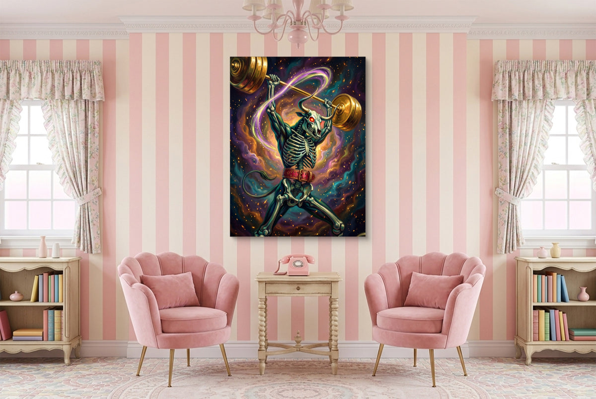 Minotaur Cosmic Lift — minotaur cosmic lift pink living room interior 1port flush print