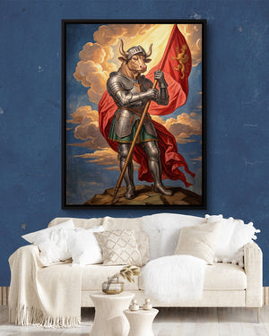 Minotaur's Red Standard — minotaur's red standard psd navy wall white lux couch 1port framed black