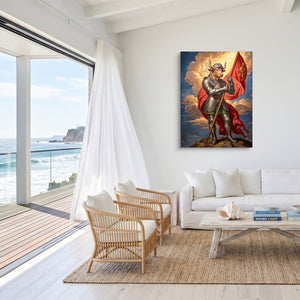 Minotaur's Red Standard — minotaur's red standard sq malibu beach 1port flush print