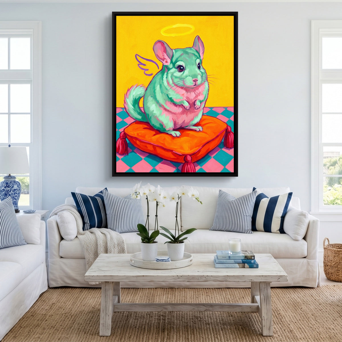 Mint Chinchilla Angel — mint chinchilla angel sq cute livingroom 1port framed black
