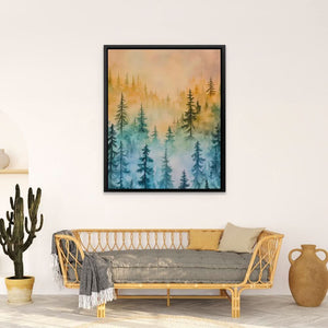 Misty Forest - Blue Canvas Wall Art
