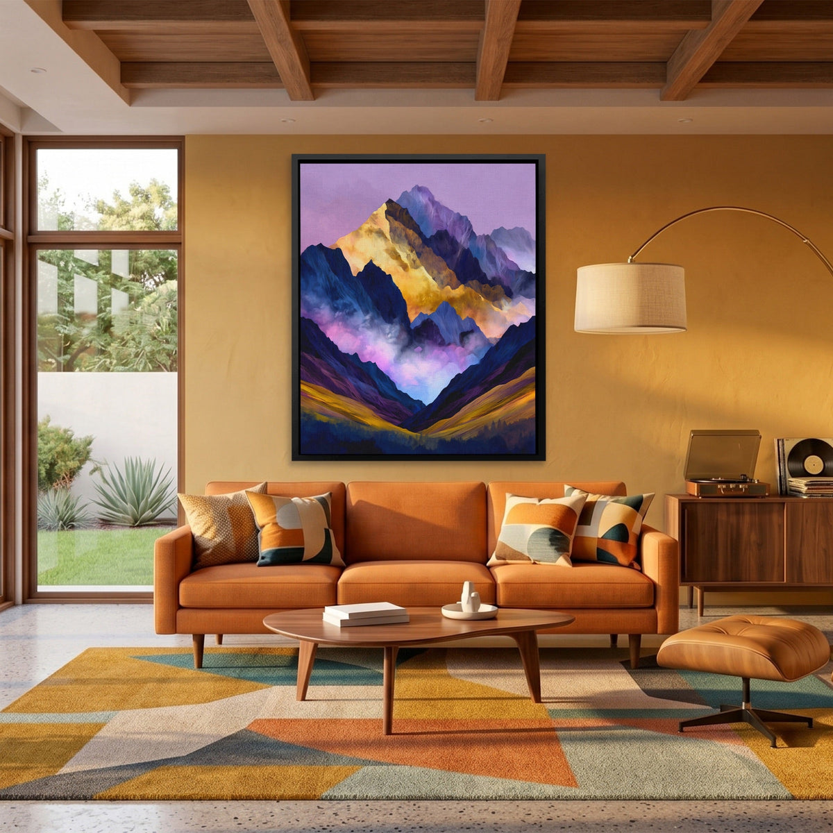 Misty Peaks Layered canvas wall art, room view