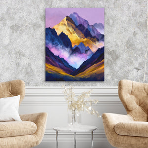 Misty Peaks Layered canvas wall art, room view