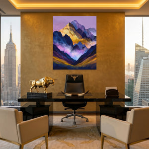 Misty Peaks Layered canvas wall art, room view