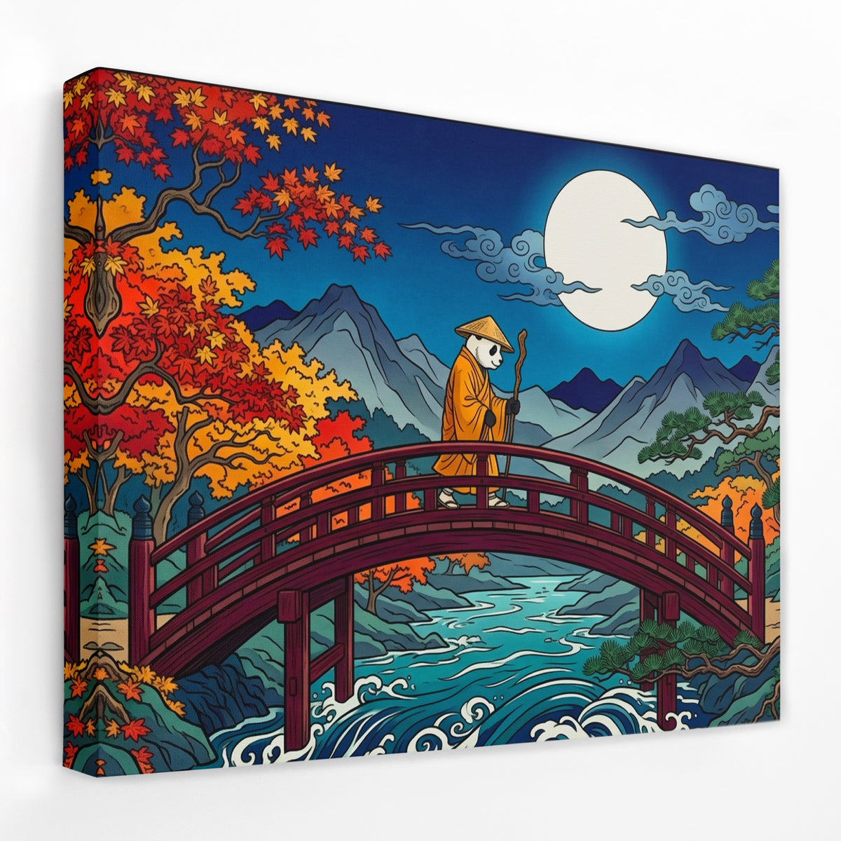 Monk Moonlit Bridge — Monk Moonlit Bridge Landscape   Side View   Mirror Wrap 139