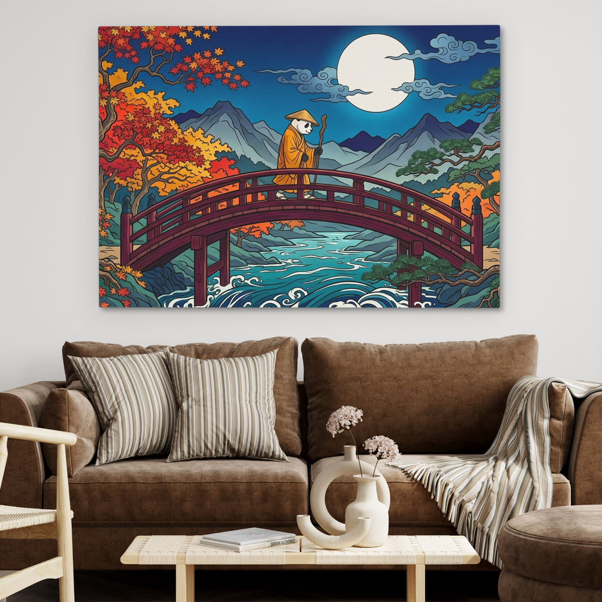 Monk Moonlit Bridge — Monk Moonlit Bridge Brown Couch 11