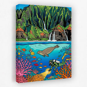 Monk Seal Reef canvas wall art, room view