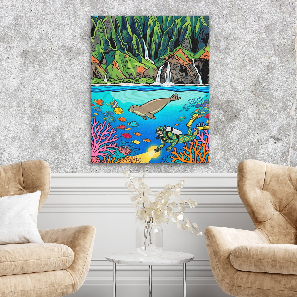 Monk Seal Reef — Monk Seal Reef Two Chairs Cement Wall 251