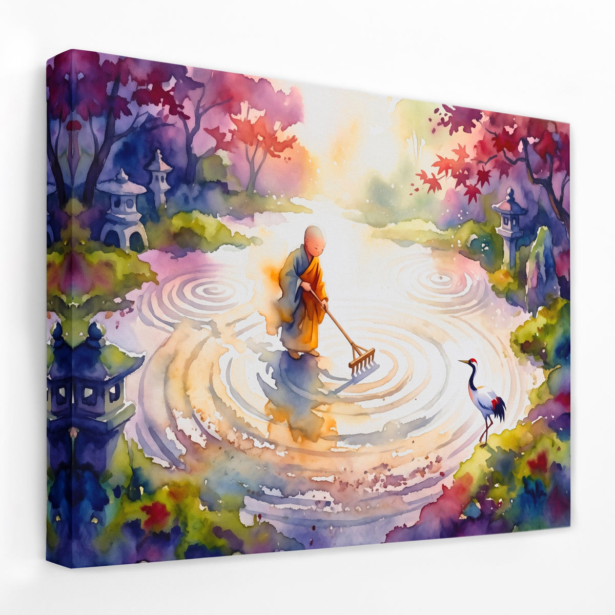 Monk Sweeping Meditation — Monk Sweeping Meditation Landscape   Side View   Mirror Wrap 162