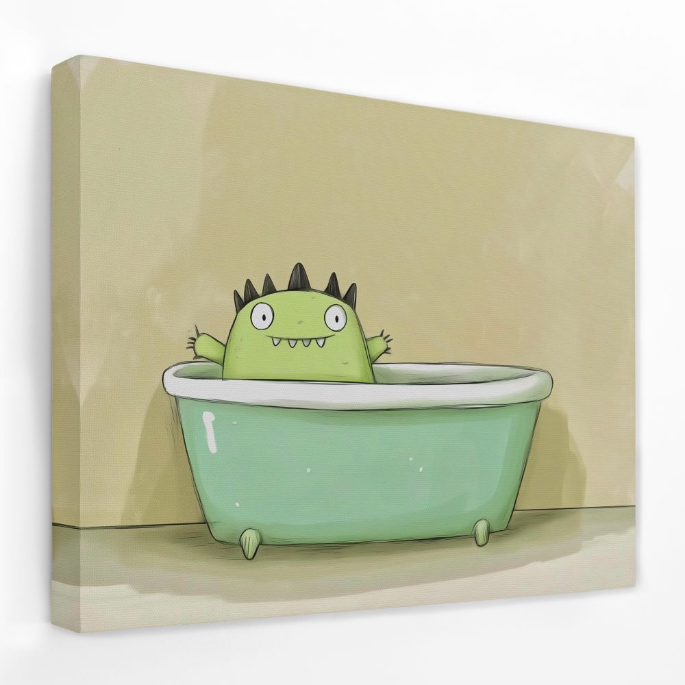 Monster Relaxing in Tub - Luxury Wall Art