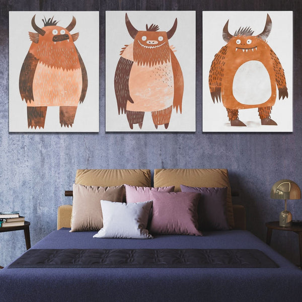 Monster Squad - Quirky Monster Wall Art Set for Kids’ Rooms