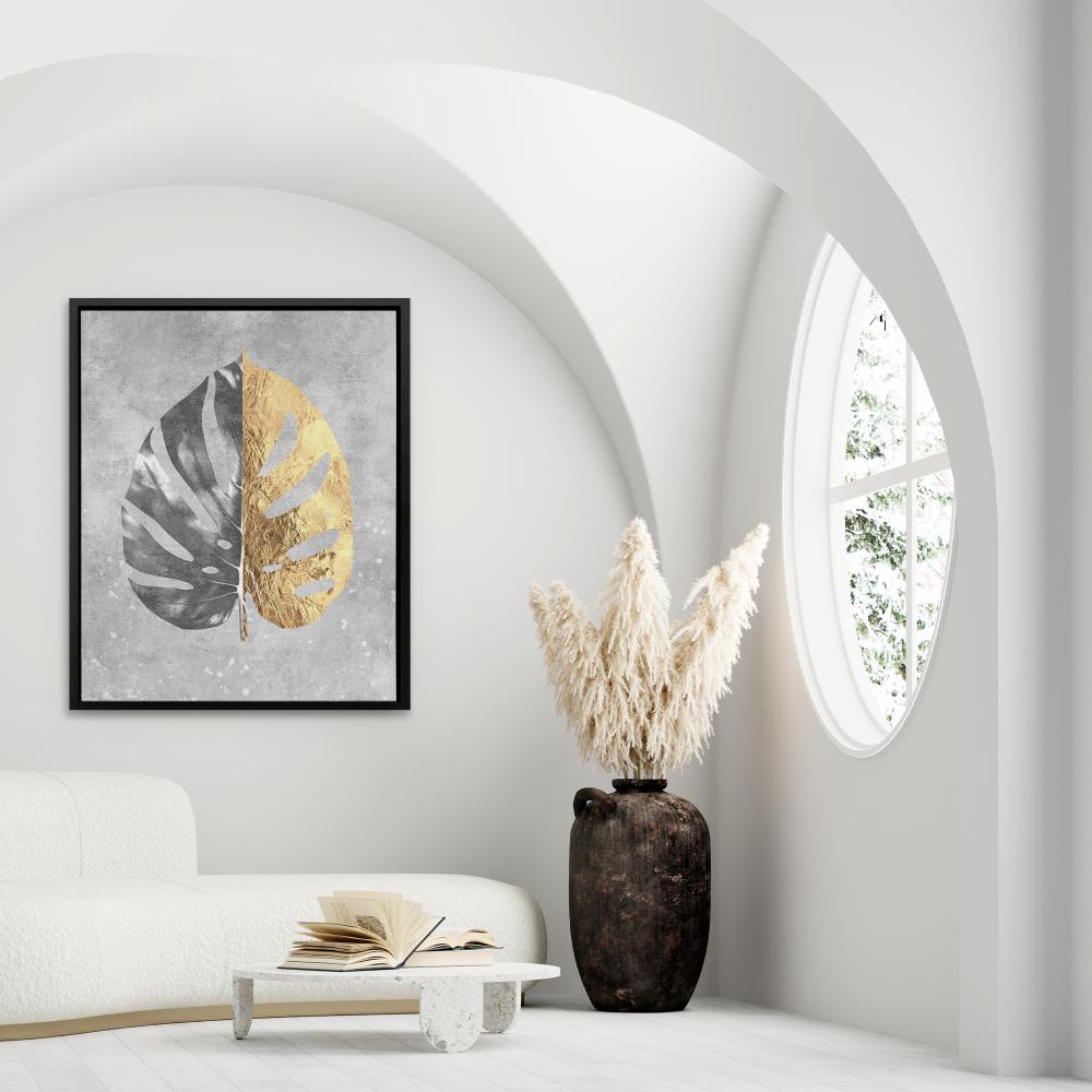 Monstera Leaf With Gold - Luxury Wall Art