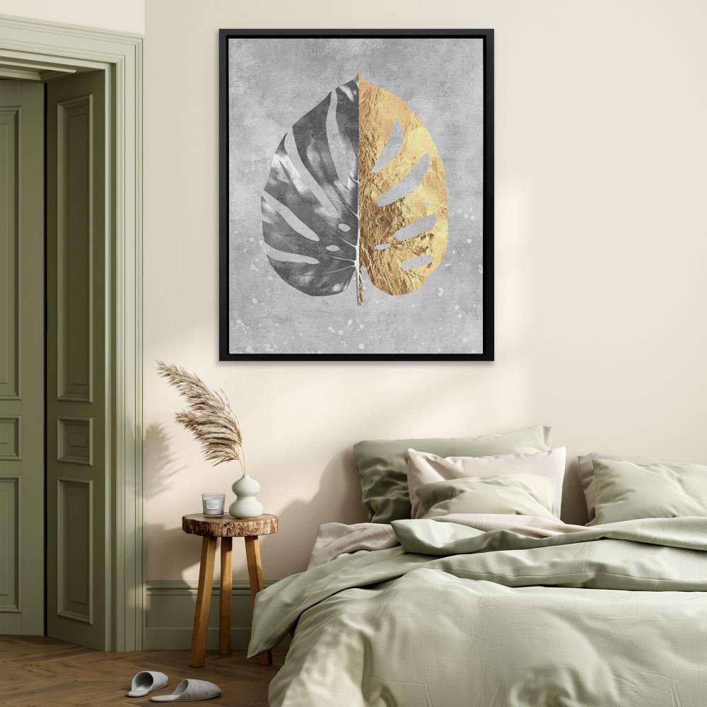 Monstera Leaf With Gold - Luxury Wall Art