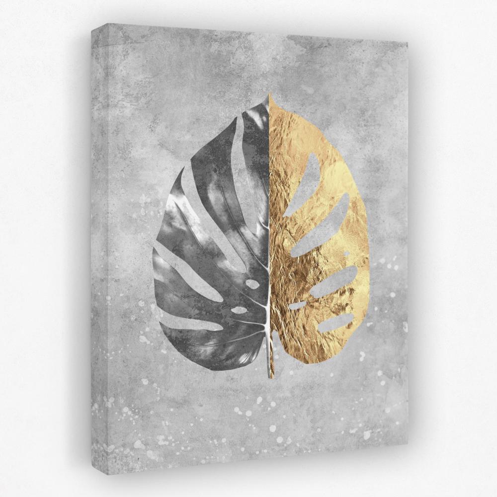 Monstera Leaf With Gold - Luxury Wall Art