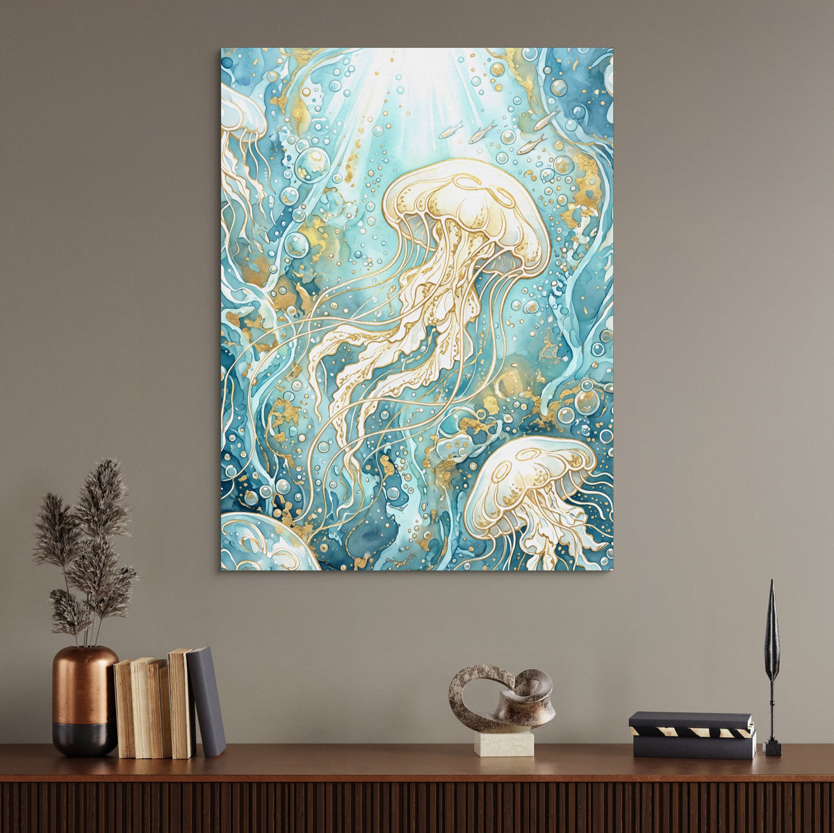 Moon Jelly Drifting — moon jelly drifting sq office desk wall 1port flush print