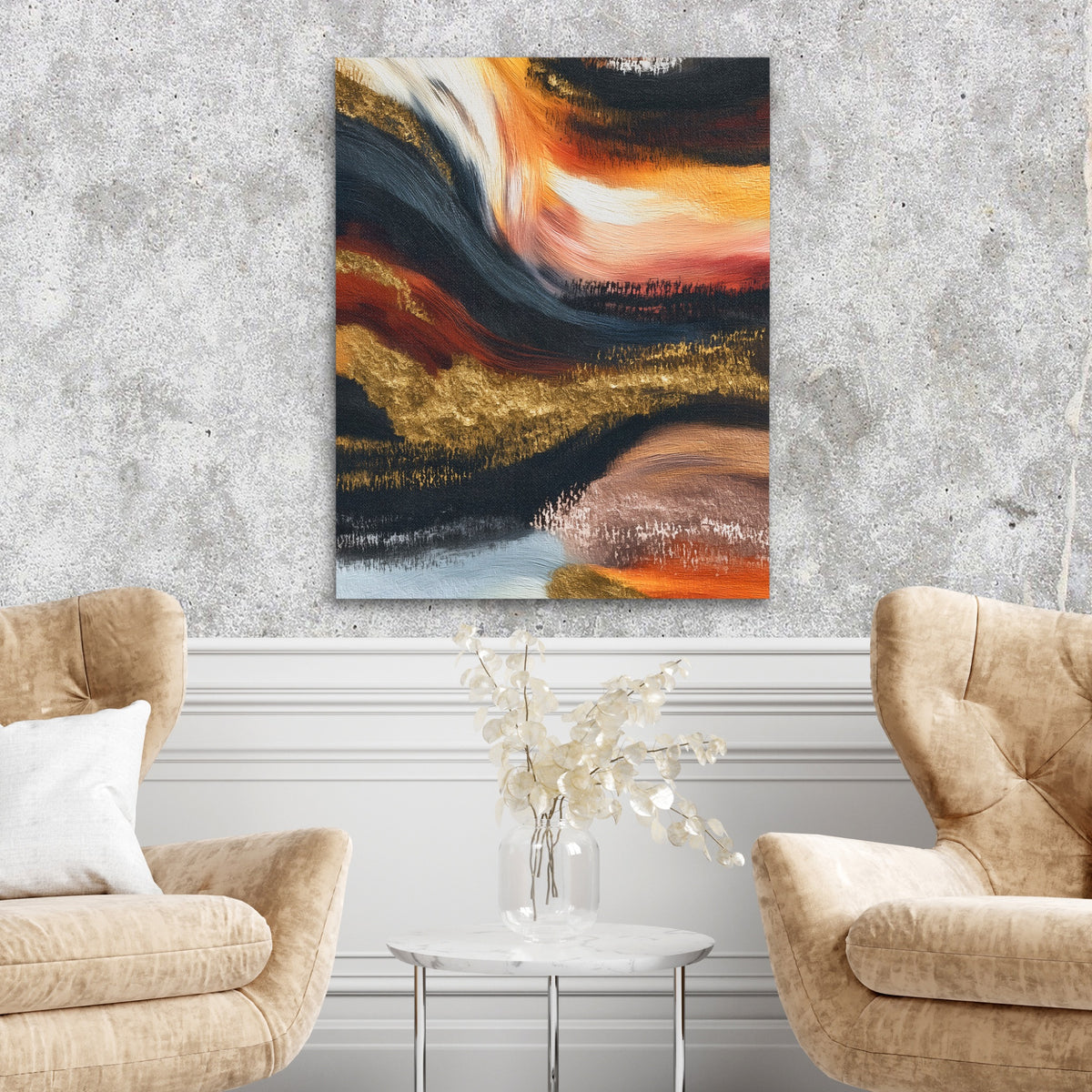 Moonlit Ocean Waves — Moonlit Ocean Waves Two Chairs Cement Wall 254