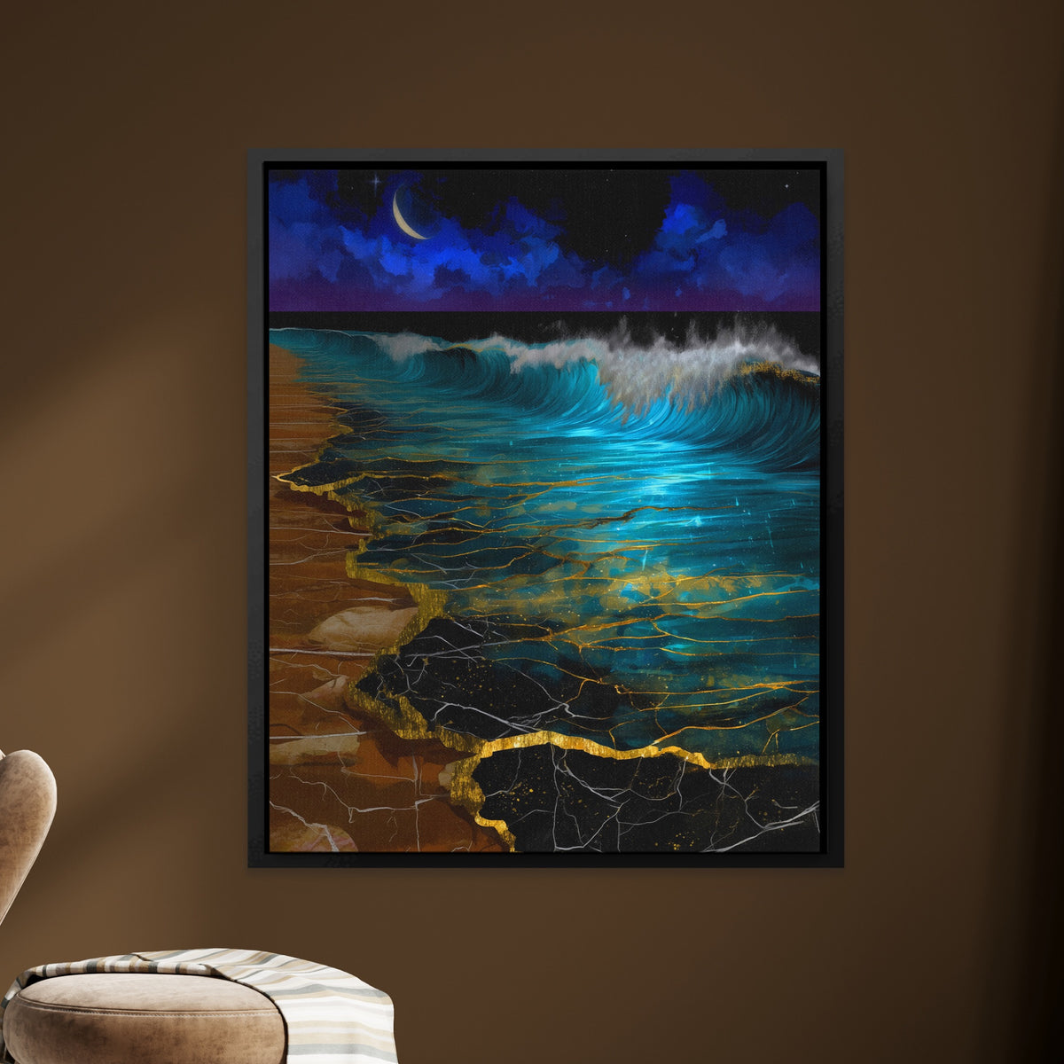 Moonlit Wave Lapping — Moonlit Wave Lapping brown room Zoom 303