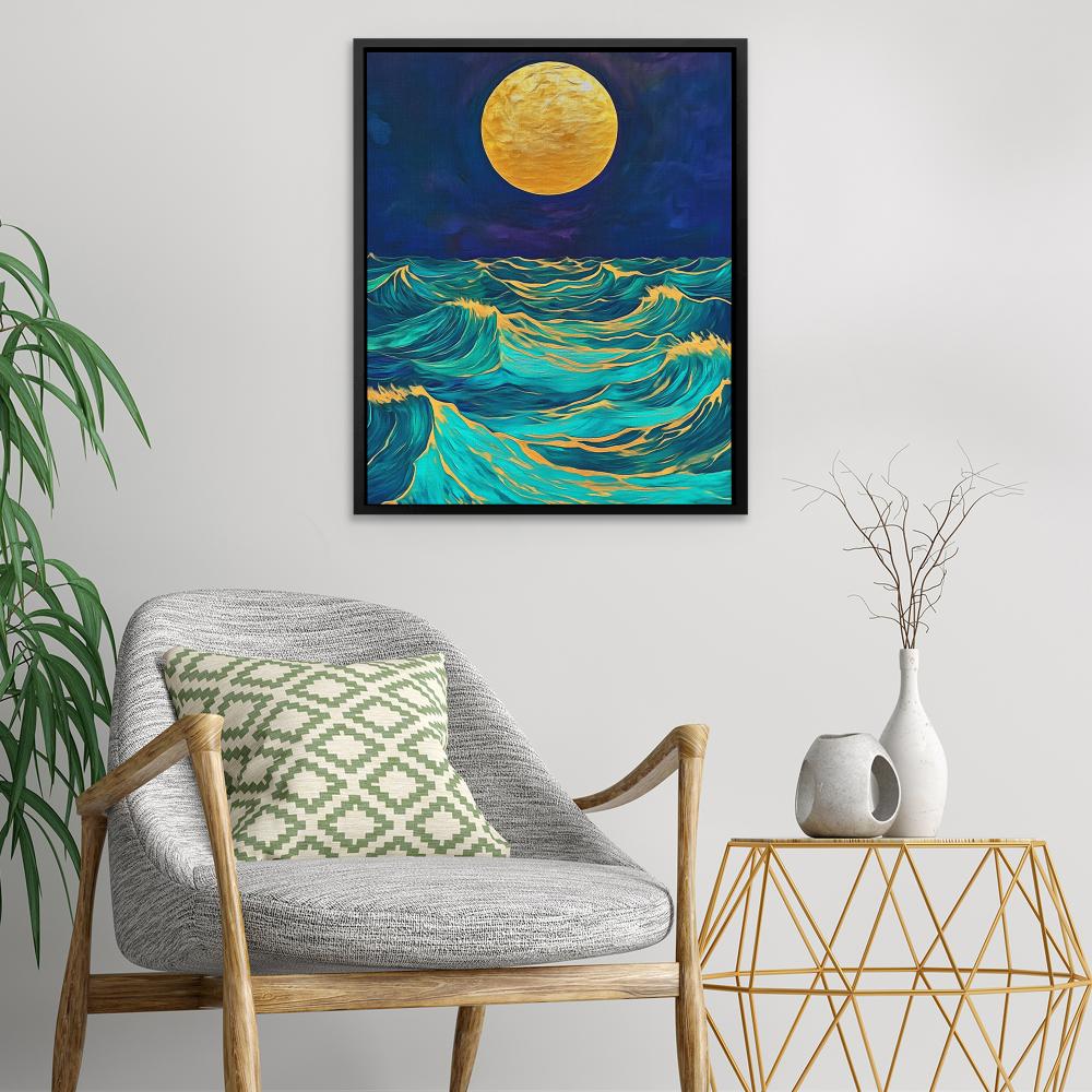 Moonlit Wave Serenade - Luxury Wall Art