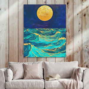 Moonlit Wave Serenade - Luxury Wall Art