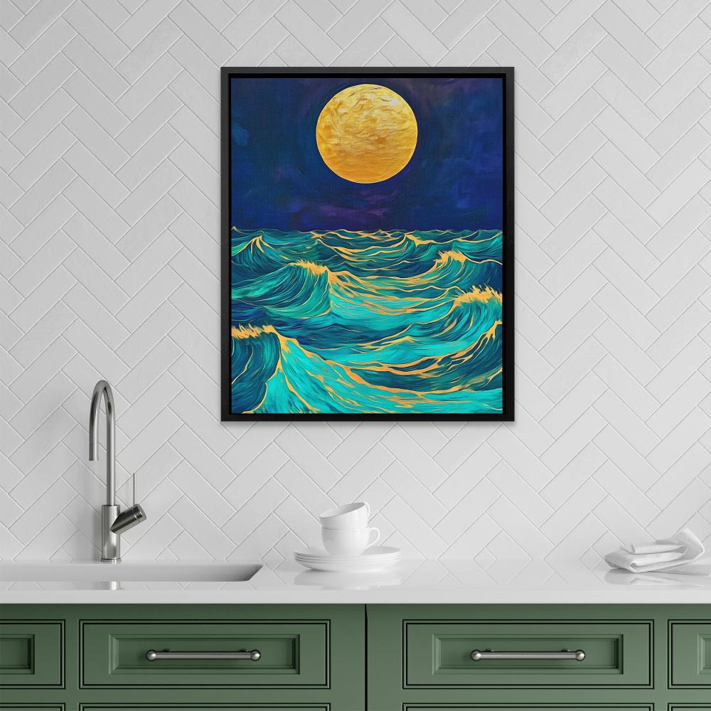 Moonlit Wave Serenade - Luxury Wall Art