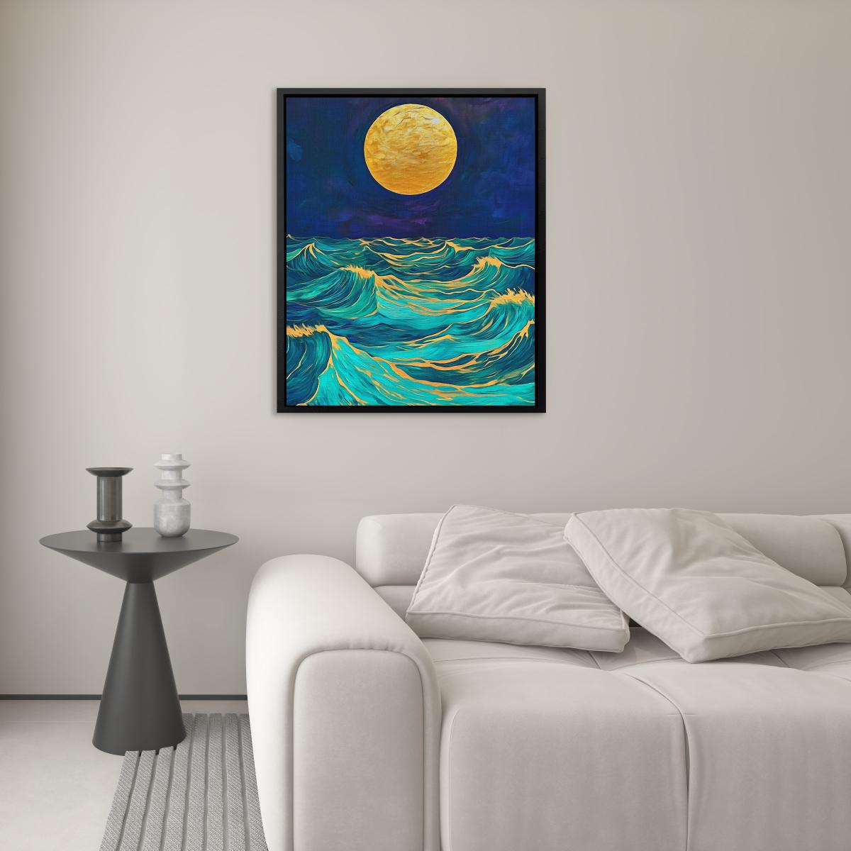 Moonlit Wave Serenade - Luxury Wall Art