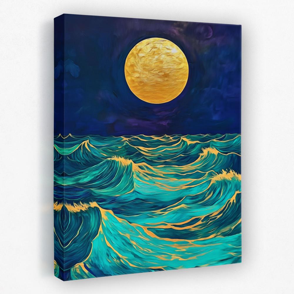 Moonlit Wave Serenade - Luxury Wall Art
