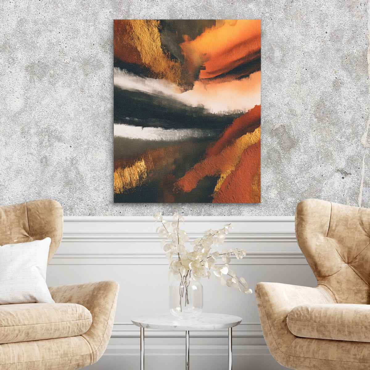 Moonlit Waves Ink — Moonlit Waves Ink Two Chairs Cement Wall 256